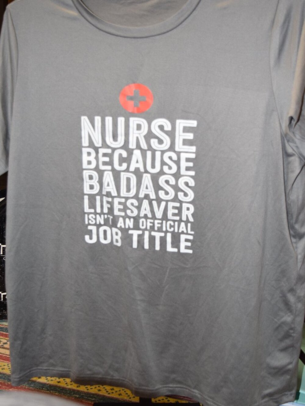 Nurse Tee "Bada$$ Lifesaver", Gray, Size XXL
